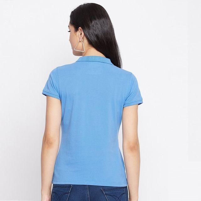 Ketex Sky Blue Cotton Blend Polo Neck Tshirt jdsdsiso fkdfofdofs scksdoie