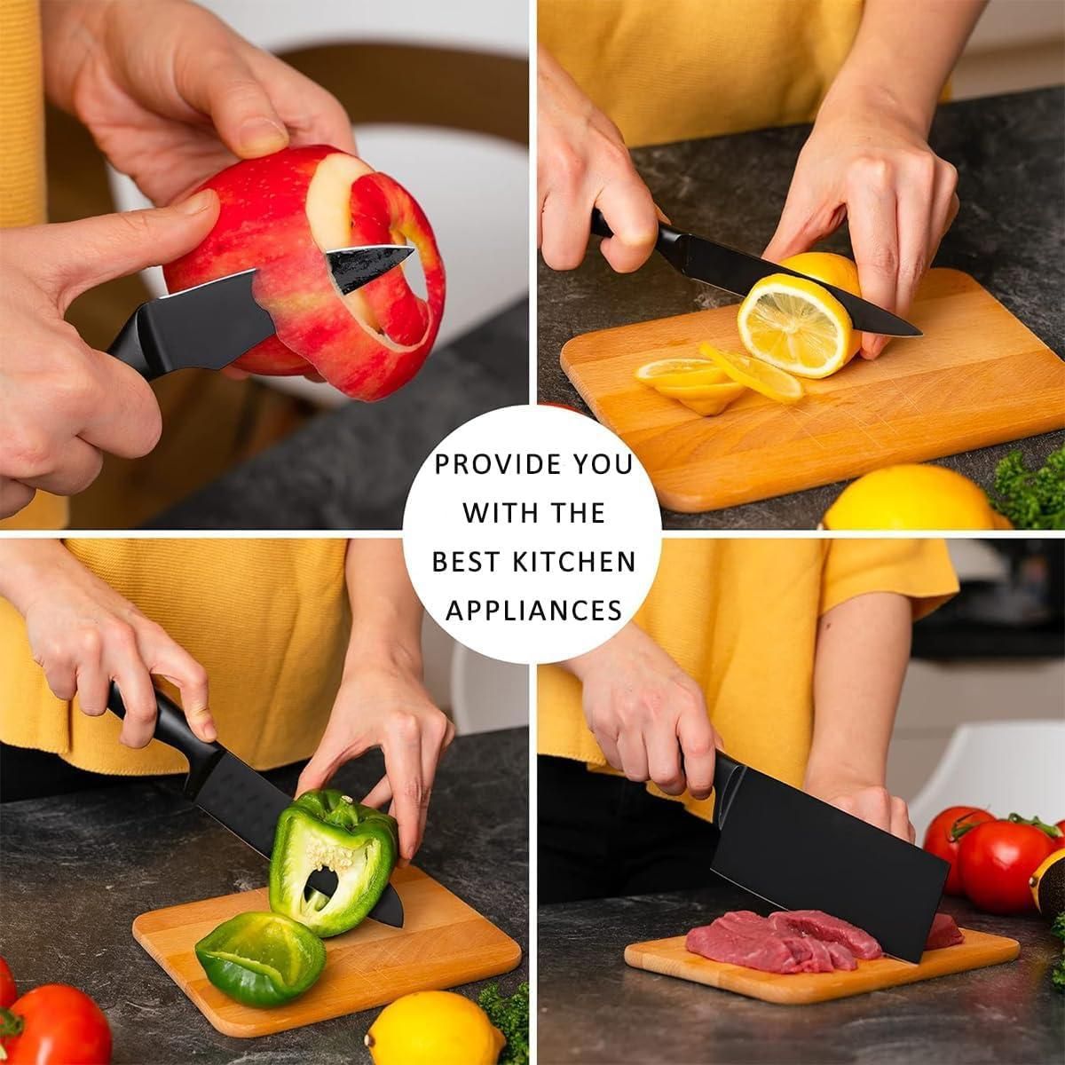 Kitchen Carbon Knife Set Stainless Steel 3 Pieces