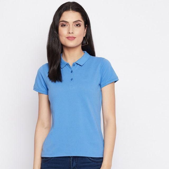 Ketex Sky Blue Cotton Blend Polo Neck Tshirt jdsdsiso fkdfofdofs scksdoie