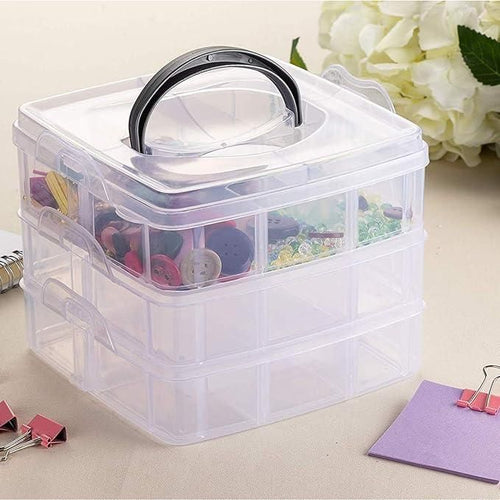 3 Layer 18 Grid Transparent Plastic Organizer  djdhdhgg