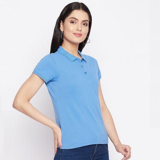 Ketex Sky Blue Cotton Blend Polo Neck Tshirt jdsdsiso fkdfofdofs scksdoie